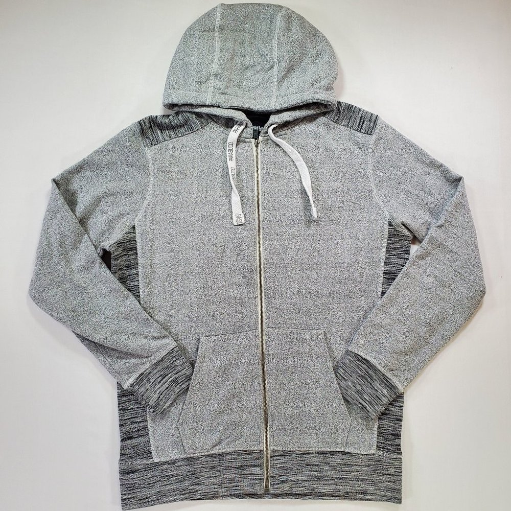 Parasuco Hoodie Mens Large Gray Full Zip Slim Fit Tight Knit Designer Sweatshirt